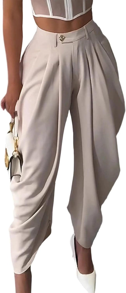 Women's High Waisted Wide Leg Dress Palazzo Pants 