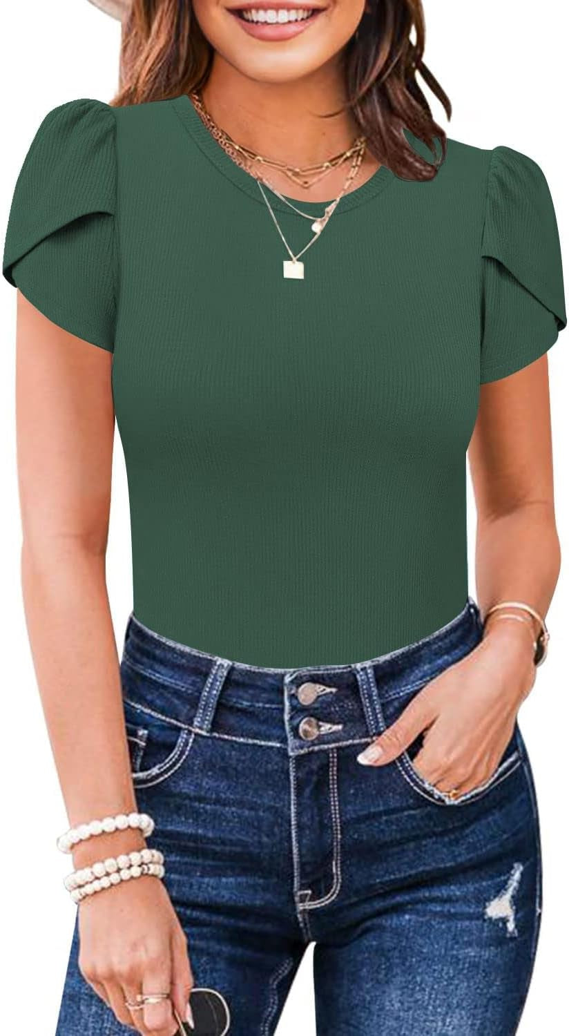 Women's Ribbed Petal Sleeve Bodysuit