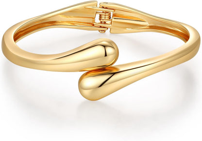 14K Gold Plated Chunky Bangle Bracelet Set