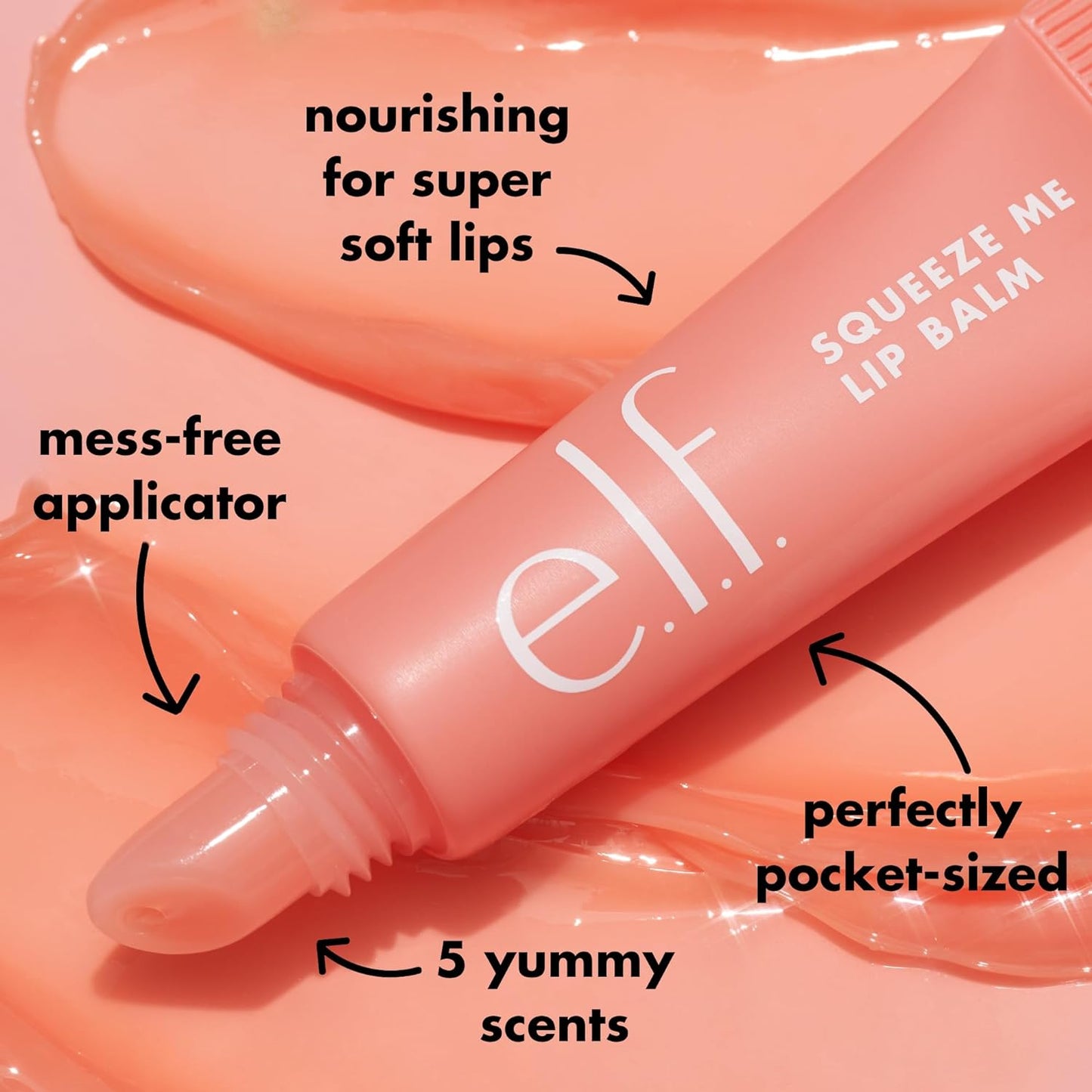 E.L.F. Squeeze Me Lip Balm - Hydrating Lip Balm with Sheer Color Tint, Infused with Hyaluronic Acid, Vegan & Cruelty-Free for Nourished Lips