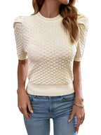 Women's Textured Puff Sleeve Sweater - Cyndora
