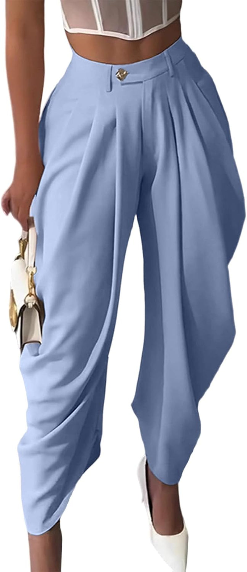 Women's High Waisted Wide Leg Dress Palazzo Pants 