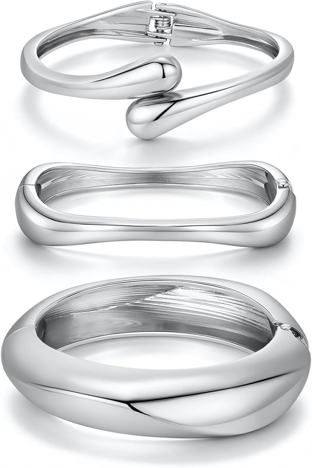 14K Gold Plated Chunky Bangle Bracelet Set