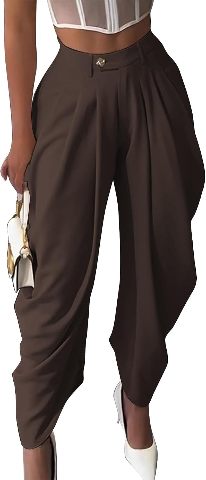 Women's High Waisted Wide Leg Dress Palazzo Pants 