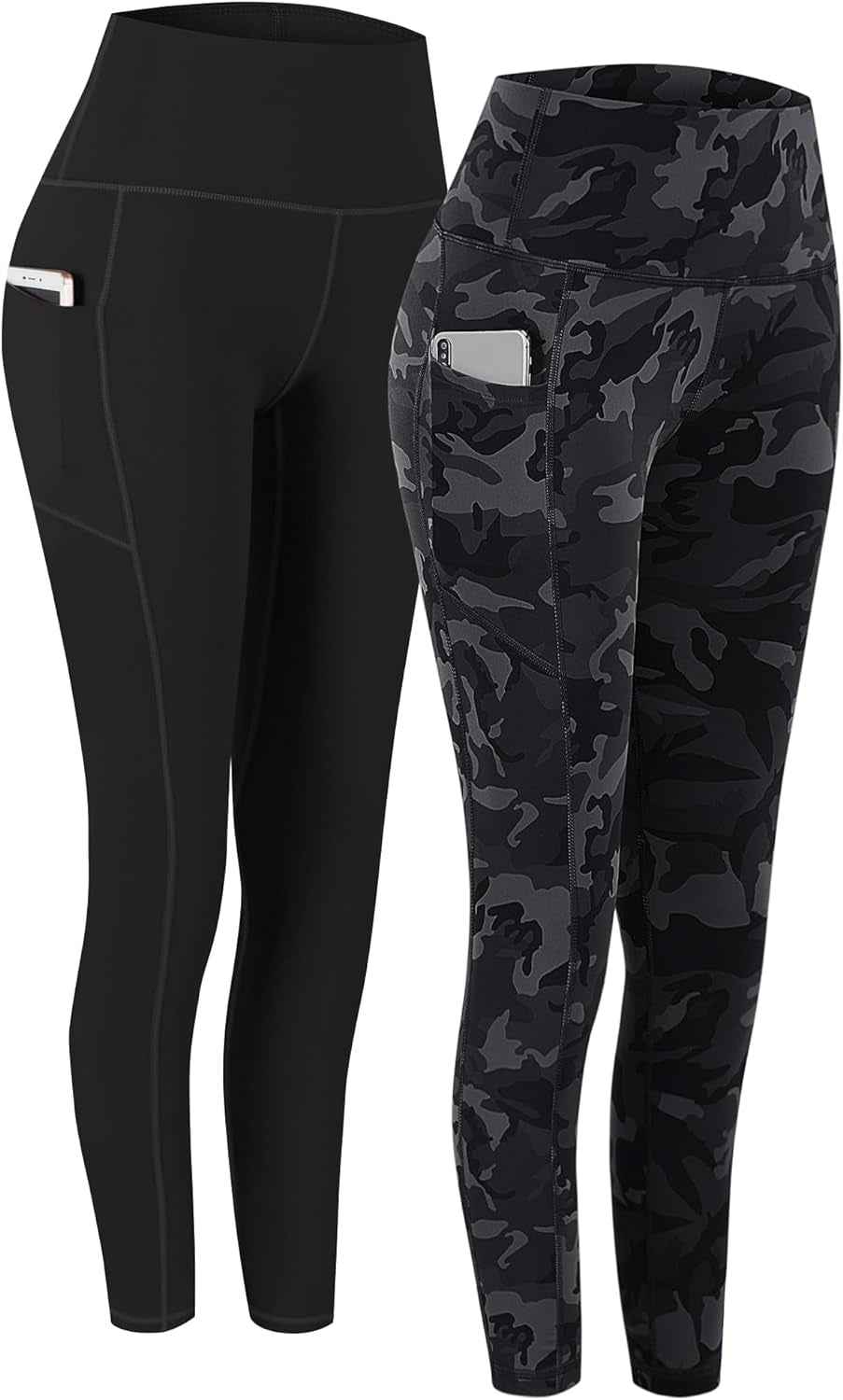 Fengbay 2 Pack High Waist Yoga Pants with Pockets - Tummy Control Workout Leggings for Women