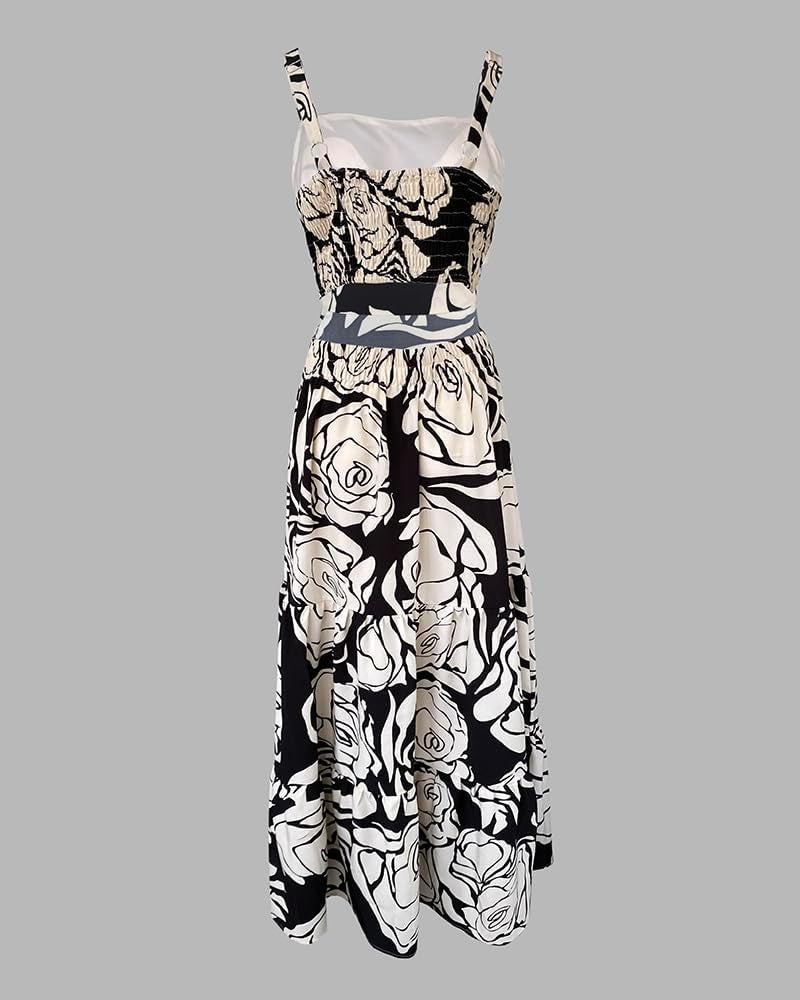 Effortlessly Elegant: Sleeveless Boho Square Neck Cut Out Maxi Dress in Classic Black