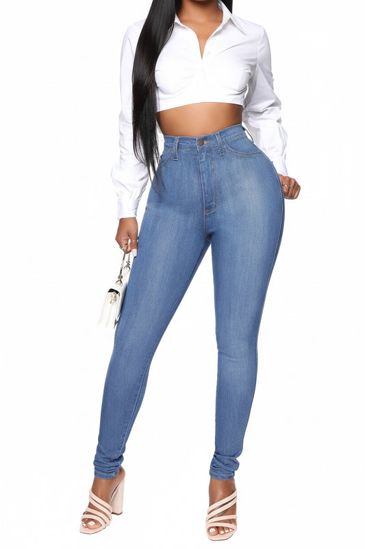 Women's Classic High Waisted Skinny Stretch Butt Lifting Jeans