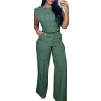 Women's 2 Piece Crop Top and Pants Set - Cyndora